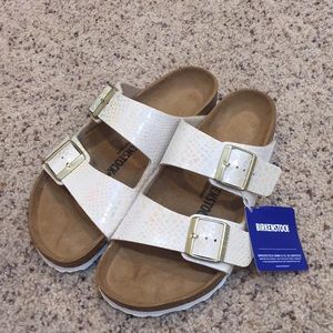 Snake design Cream Birkenstocks